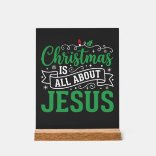 Panneau En Acrylique Typographie de Noël, tout est question de Jésus