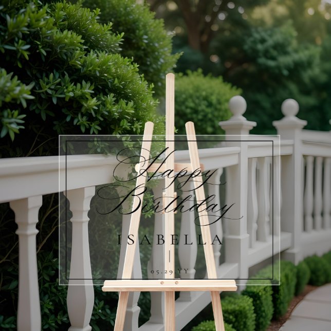 Panneau En Acrylique Typographie de script minimal moderne pour anniver (Modern Minimal Happy Birthday Script Typography Acrylic Sign
)