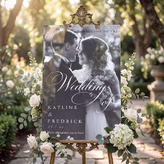 PANNEAU EN ACRYLIQUE  TYPOGRAPHY BLACK AND WHITE PHOTO  WEDDING 