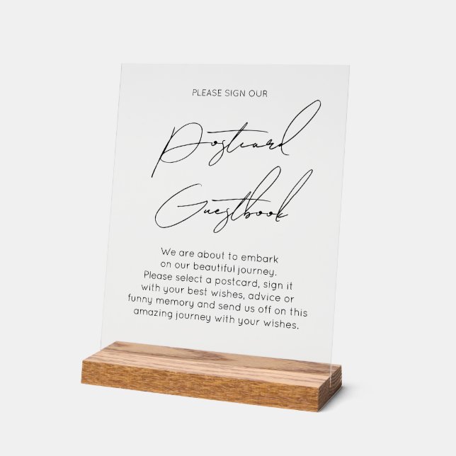 Panneau En Acrylique Typography postcard guest book wedding acrylic (Angle)