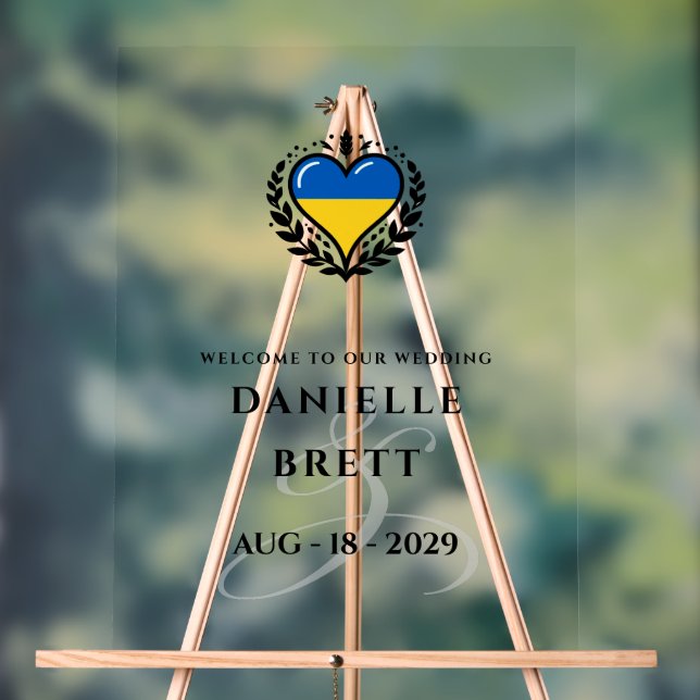 Panneau En Acrylique Ukraine Couple Heart Mariage Bienvenue (Neutre)