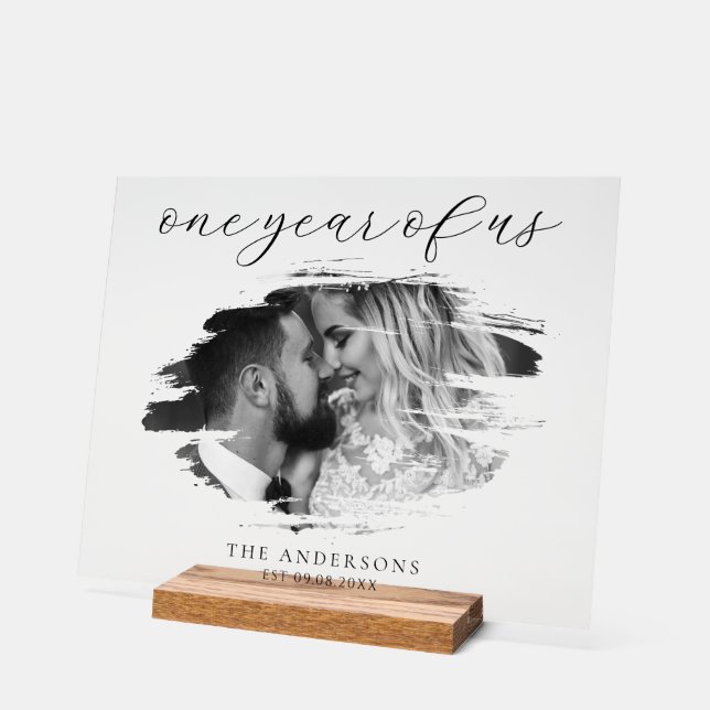 Panneau En Acrylique Un an de nous Premier anniversaire Mariage (Angle)