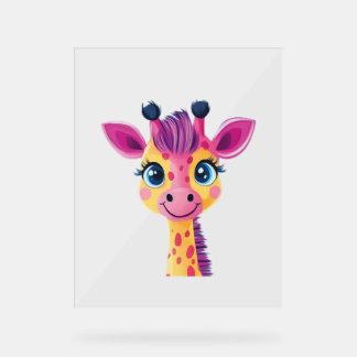 Panneau En Acrylique Un design gai et fantaisiste d'une jeune girafe