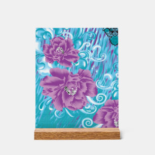 Panneau En Acrylique Un design textile dynamique avec violet et turq