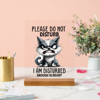 Panneau En Acrylique Un drôle de sarcasme perturbe l'art du mot chat