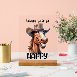 Panneau En Acrylique Un joli cheval joyeux mot art