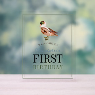 Panneau En Acrylique Un Lucky Duck Classic Boy 1er Anniversaire Bienven
