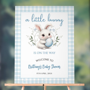 Panneau En Acrylique Un Petit Baby shower Garçon Bleu Bunny Bienvenue