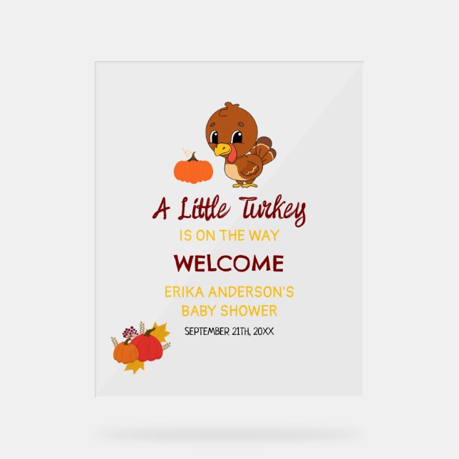 Panneau En Acrylique Un Petit Baby shower Turc Thanksgiving Bienvenue (Recto)