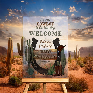 Panneau En Acrylique Un petit Baby shower Western Boy Cowboy
