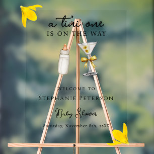 Panneau En Acrylique Un Tini en route Baby Shower Martini Jaune