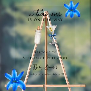 Panneau En Acrylique Un Tini One est en route Fête Prénatale Blue Marti