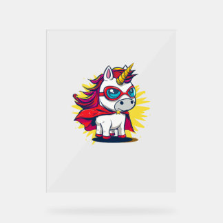 Panneau En Acrylique Unicorne cool avec Superhero Cape Costume Long Sle