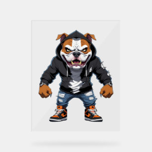 Panneau En Acrylique Urban Alpha Bulldog - Mascotte de style rue