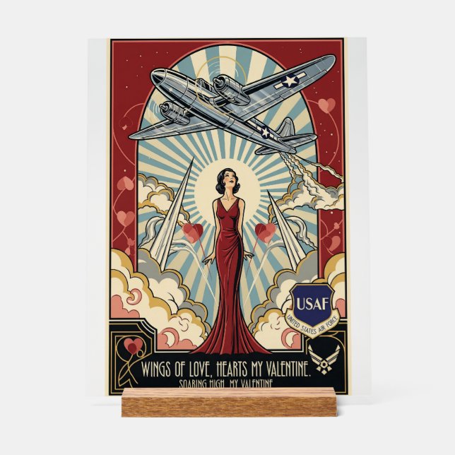 Panneau En Acrylique USAF Art Deco Valentine Edition (Recto)