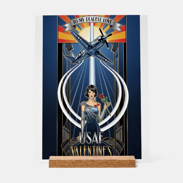 Panneau En Acrylique USAF Art Deco Valentine Edition (Recto)
