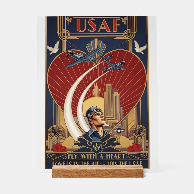 Panneau En Acrylique USAF Art Deco Valentine Edition (Recto)