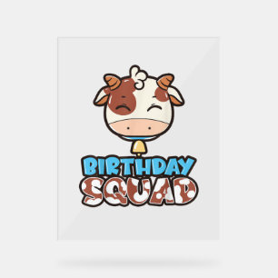 Panneau En Acrylique Vache Anniversaire Squad Cattleman Farmer Thème Pa