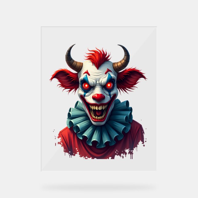 Panneau En Acrylique Vache clown de la terreur (Recto)