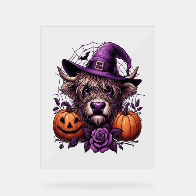 Panneau En Acrylique Vache d'Halloween de Witch Highland (Recto)