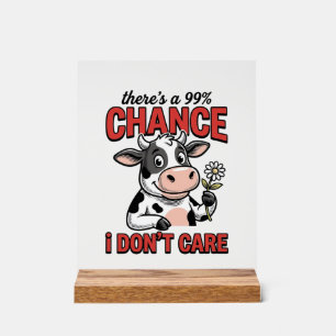 Panneau En Acrylique Vache Drôle Chance Je M'en Fiche Vintage