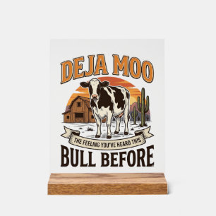 Panneau En Acrylique Vache drôle Deja Moo Création de chemise western v
