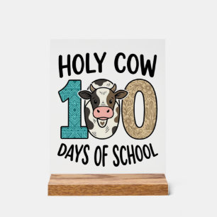 Panneau En Acrylique Vache sacrée 100 jours d'école Vintage T-shirt de 