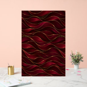 Panneau En Acrylique Vagues de marbre rouge burgundy élégantes avec acc