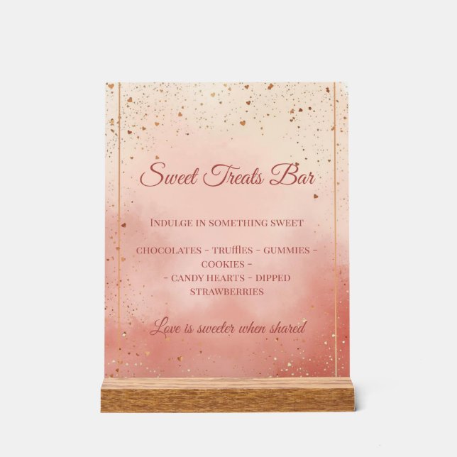 Panneau En Acrylique Valentine’s Treat Table Sign – Blush Pink & Gold (Recto)