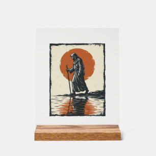 Panneau En Acrylique Vecteur de réflexion de silhouette de marche au co