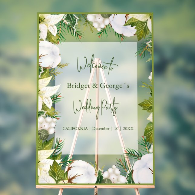 Panneau En Acrylique Végétation florale d'hiver Accueil Mariage dépoli (Neutre)