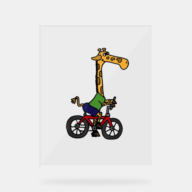 Panneau En Acrylique Vélo cool Giraffe équitation (Recto)
