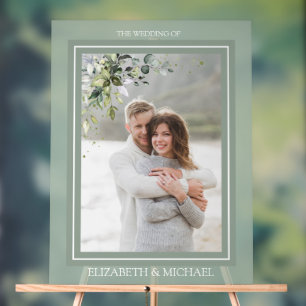 Panneau En Acrylique Verdure botanique Aquarelle florale Mariage photo