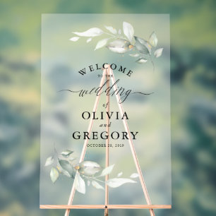 Panneau En Acrylique Verdure douce et minimaliste or Accueil Mariage