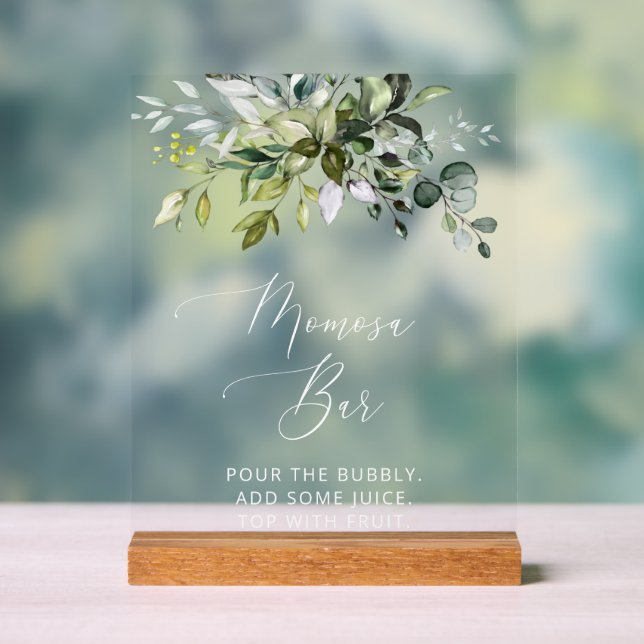 Panneau En Acrylique Verdure, Eucalyptus Feuilles, Boho, Momosa Bar (Neutre)