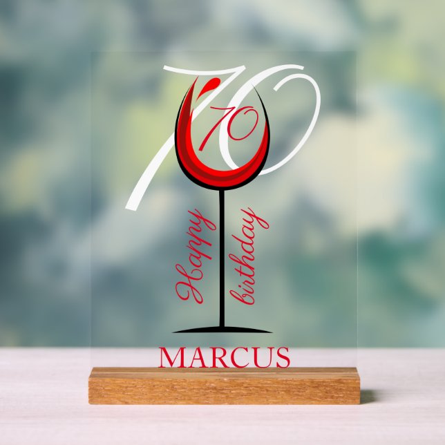 Panneau En Acrylique Verre rouge moderne 70e anniversaire (Neutre)