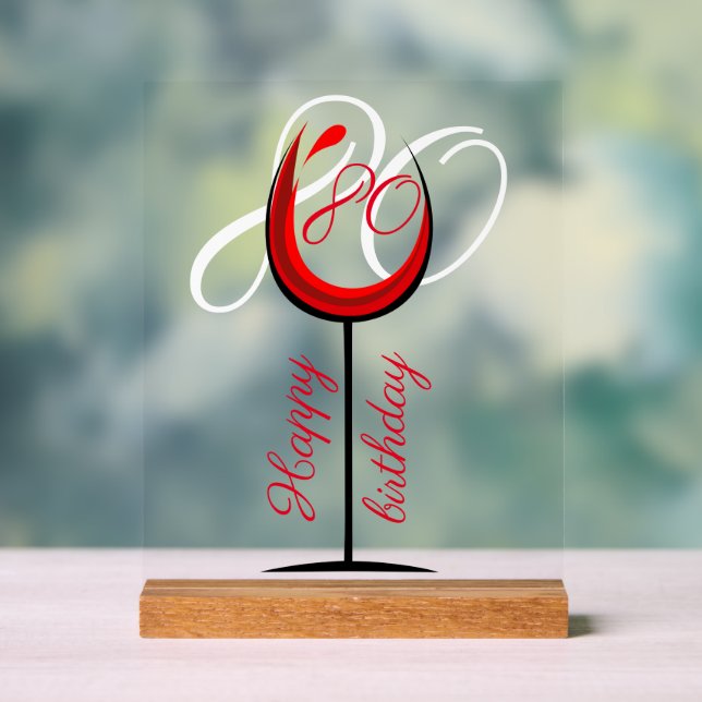 Panneau En Acrylique Verre rouge moderne 80e anniversaire (Neutre)