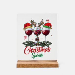 Panneau En Acrylique Verres à vin Esprits de Noël Renne Andouillers Pi