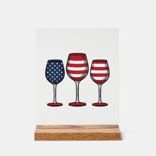 Panneau En Acrylique Verres à vin patriotiques dessin de t-shirt vector
