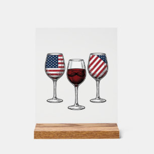 Panneau En Acrylique Verres à vin patriotiques dessin de t-shirt vector
