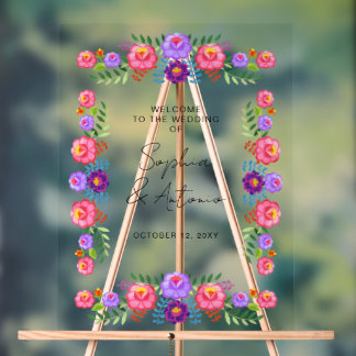 Panneau En Acrylique Vibrant Mexican Floral Fiesta Wedding