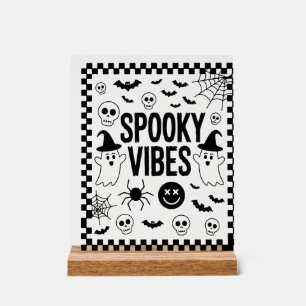 Panneau En Acrylique Vibrations Flippantes Rétro Halloween