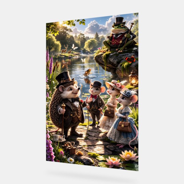 Panneau En Acrylique Victoria Woodland animals tea party secret garden (Angle)