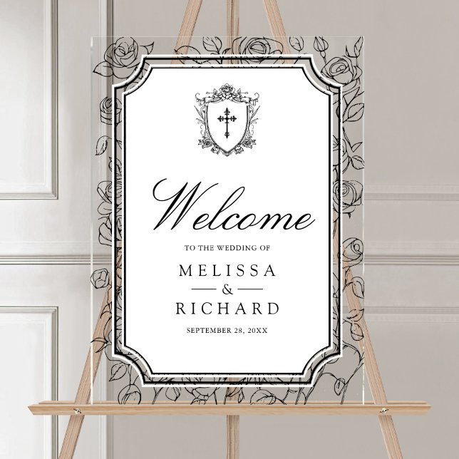Panneau En Acrylique Victorian White Catholic Wedding Welcome (Créateur téléchargé)