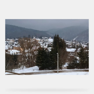 Panneau En Acrylique Village d'hiver panoramique - Paysage rural Rouman