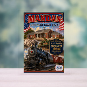 Panneau En Acrylique Ville ferroviaire de Mandan USA Enseigne en acryli
