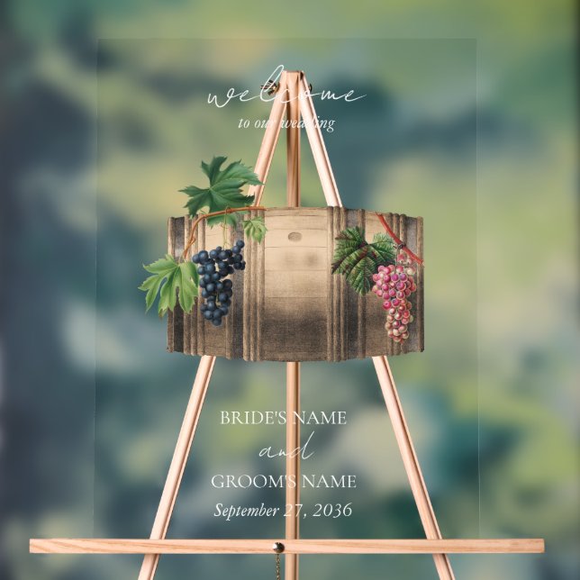 Panneau En Acrylique Vin rustique Barrel Vignoble Mariage (Neutre)