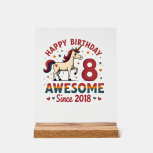 Panneau En Acrylique Vintage 8 Incroyable Depuis 2018 Licorne Anniversa