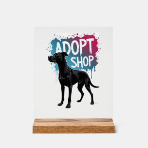 Panneau En Acrylique Vintage Adoptez Ne Faites Pas D'Achats Chien Graff
