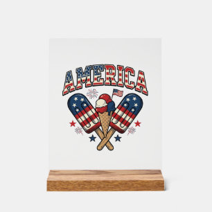 Panneau En Acrylique Vintage America Ice Cream Patriotic Shirt Design_1